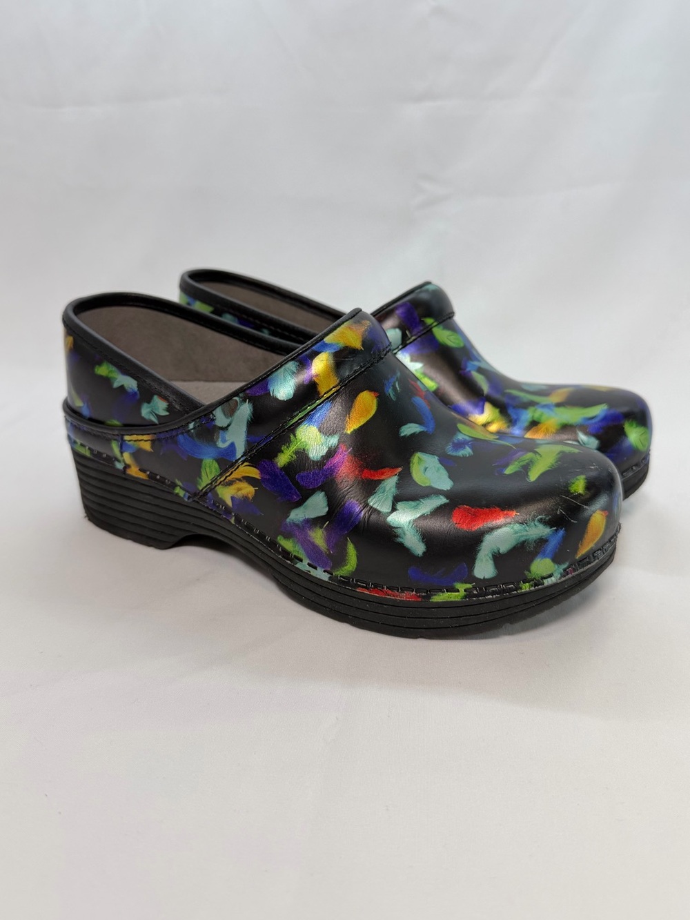 Dansko Professional Floral Leather Clogs Black Multicolor EU 36 / US 6